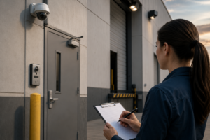 Industrial security inspection at dusk